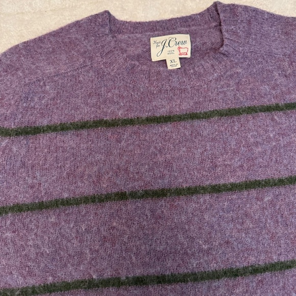 J. Crew Brushed wool crewneck sweater - Heather Thistle Olive Stripe - XL - Picture 2 of 3